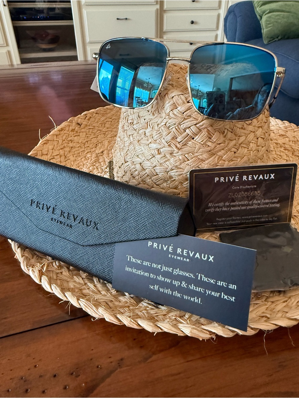 Prive Revaux Blue Mirrored Square Aviator Silver Sunglasses Unisex NWT